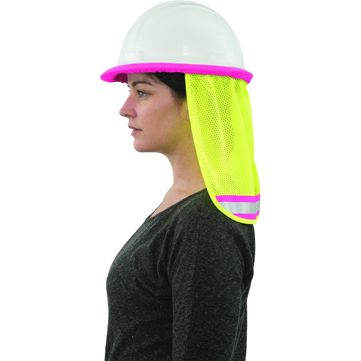 3-Pack A735 Hi Viz Mesh Neck Shield, Lime with Pink Trim