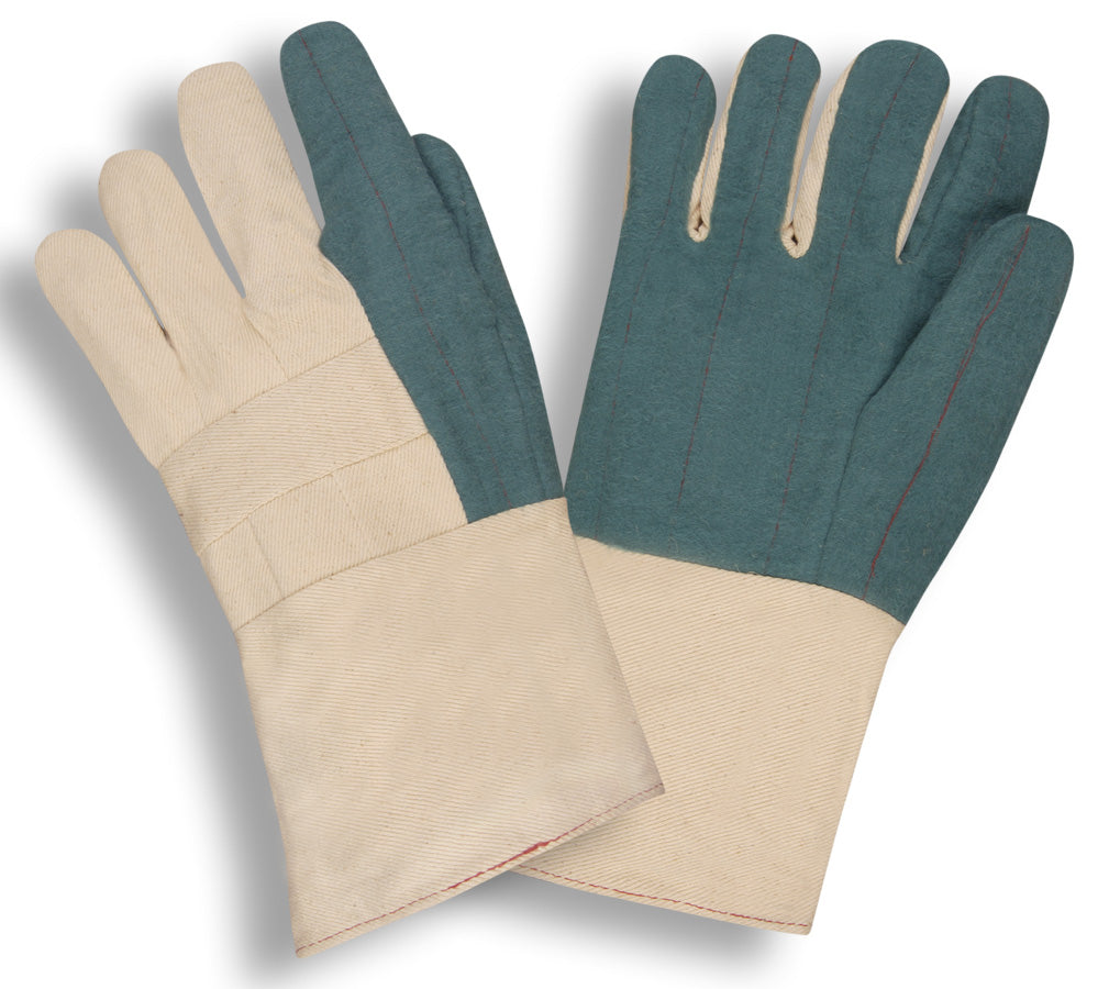 Heavyweight Hot Mill Gloves, Green, Gauntlet Cuff (10 Dozen)