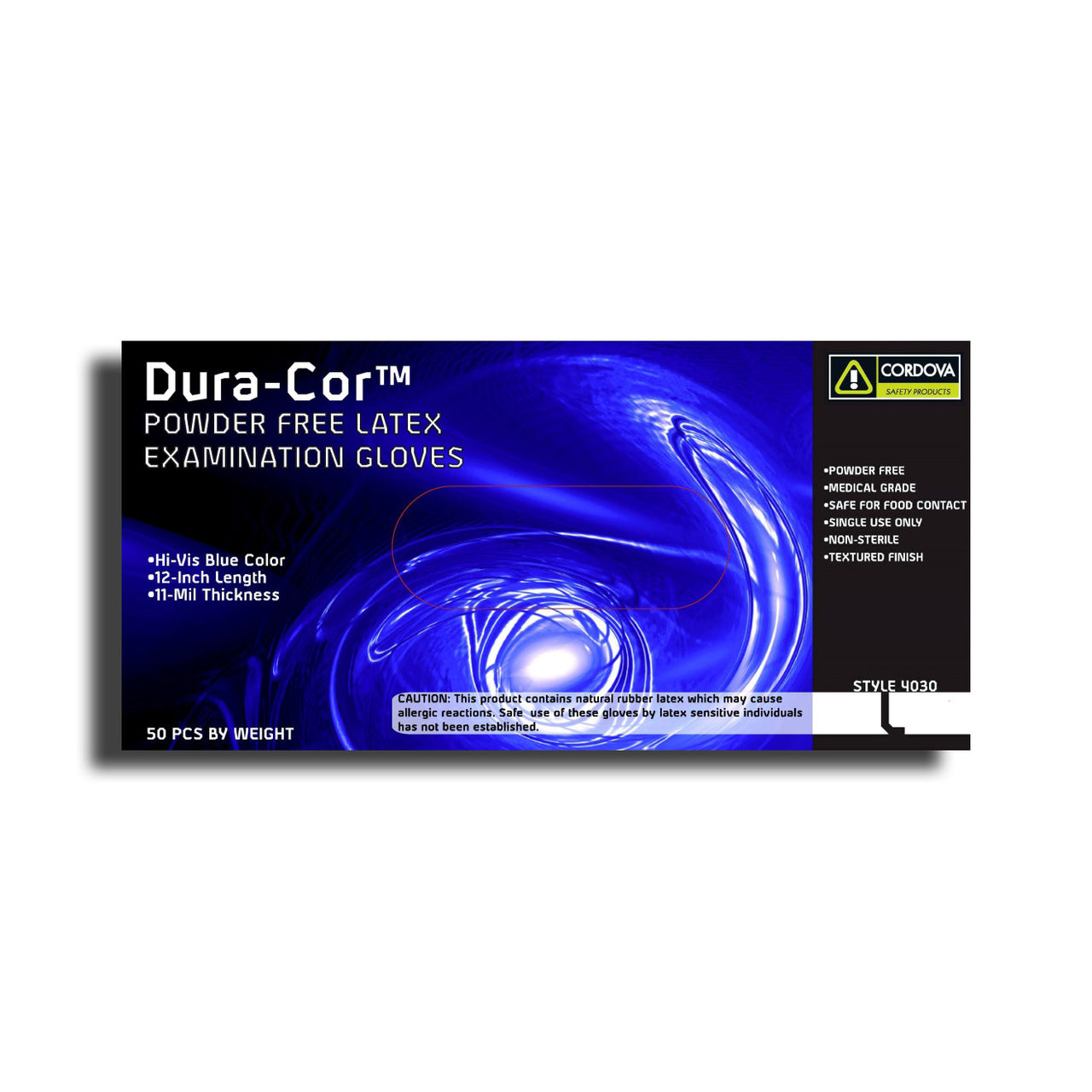 Cordova DURA-COR™ 12" Exame Grade Latex Gloves, 11-Mil, Powder Free, Blue (Case of 500)
