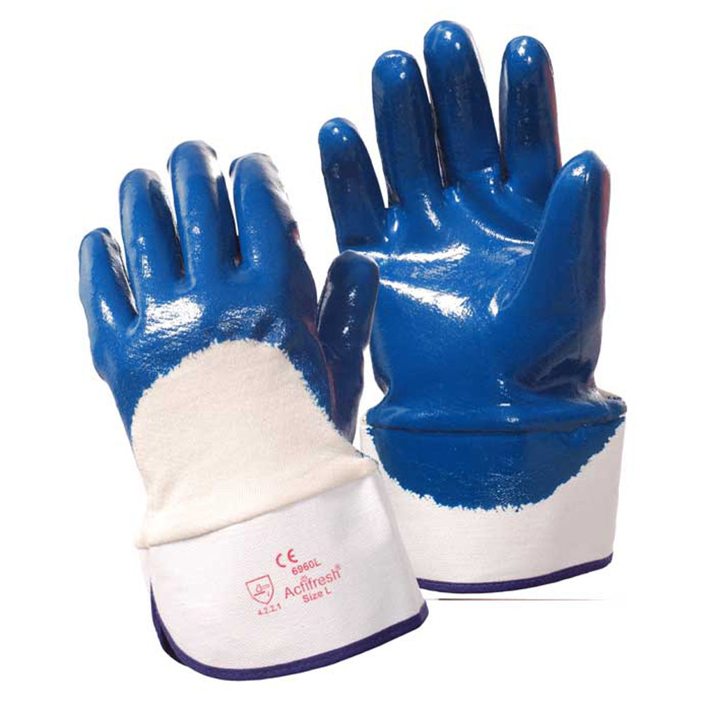 BRAWLER Supported Nitrile Gloves, Palm Coated, Jersey Lined, Safety Cuff, Sanitized®