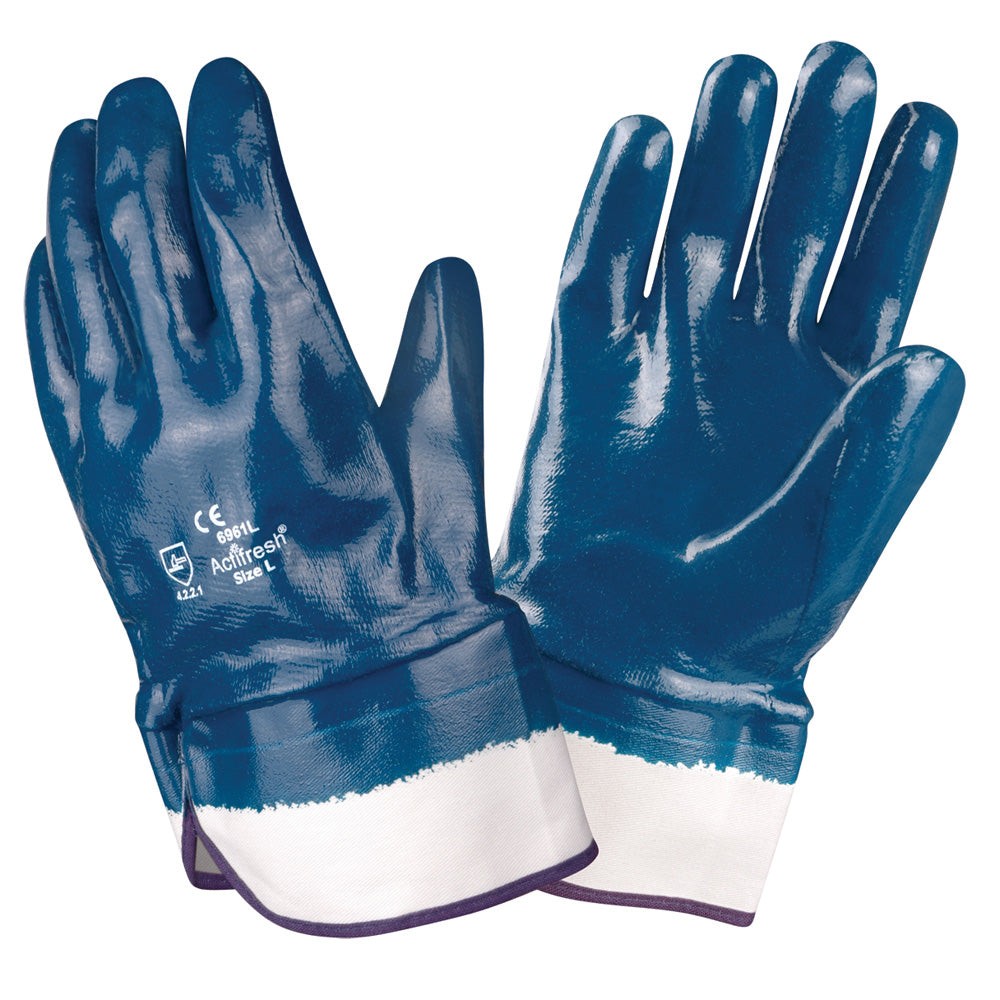 BRAWLER Supported Nitrile Gloves, Fully Coated, Jersey Lined, Safety Cuff, Sanitized®