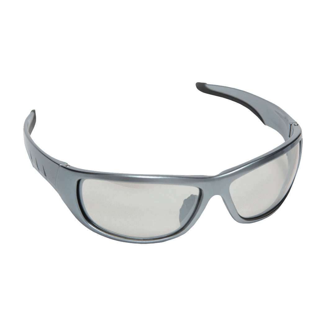 AGGRESSOR™ Safety Glasses, Silver Frame with Indoor/Outdoor Lens, TPR Nose & Temples