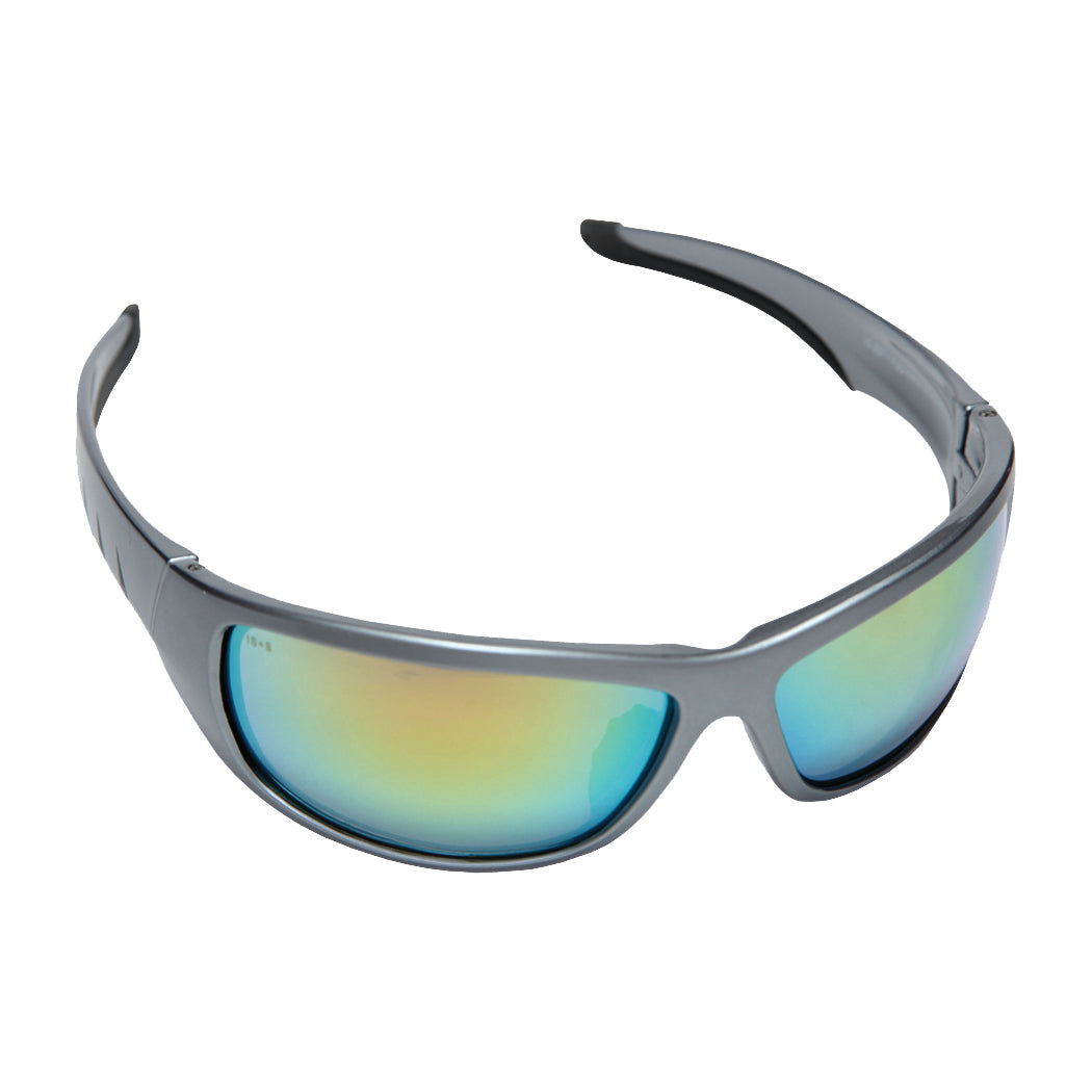 AGGRESSOR™ Safety Glasses, Silver Frame with Orange Mirror Lens, TPR Nose & Temples