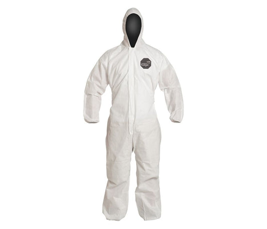 ProShield Basic Coveralls, Attached Hood, Elastic Wrists and Ankles, White