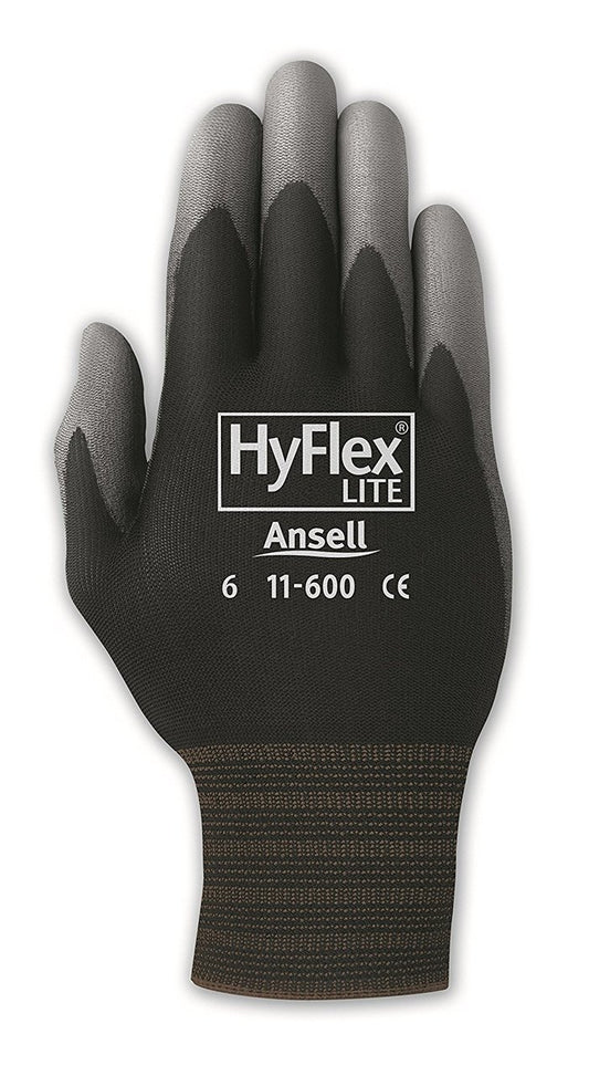 HyFlex Light-Duty Gloves, Cut Level 1, Black