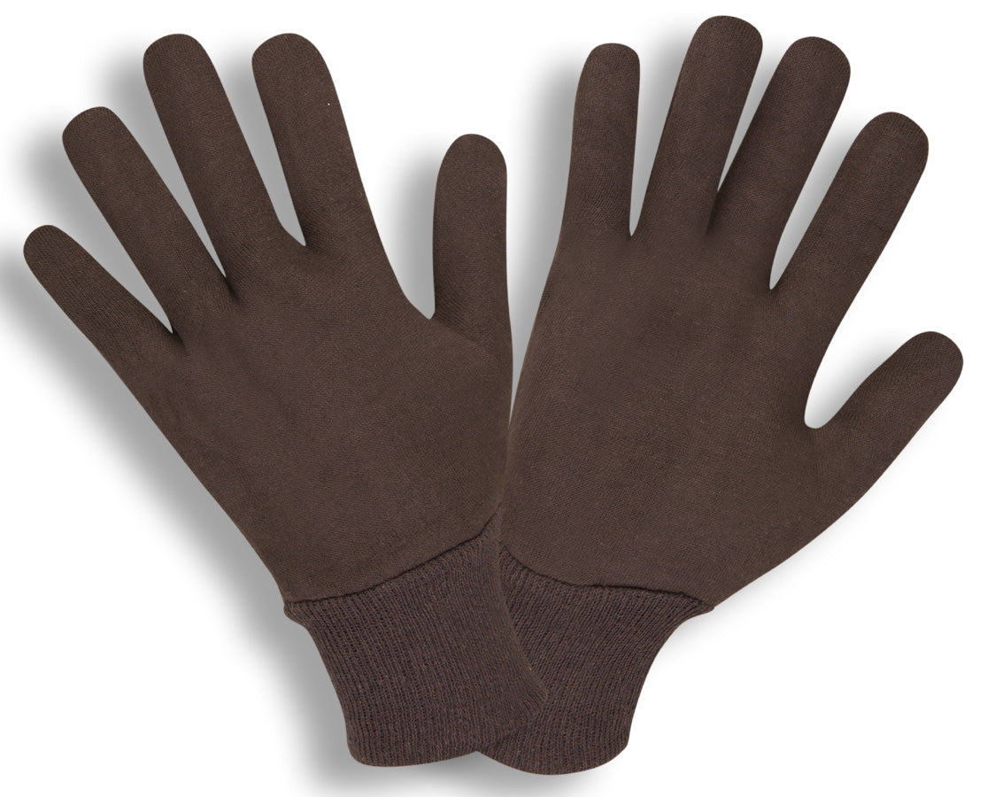 Brown 2-Piece Jersey Gloves, Knit Wrist (25 Dozen)