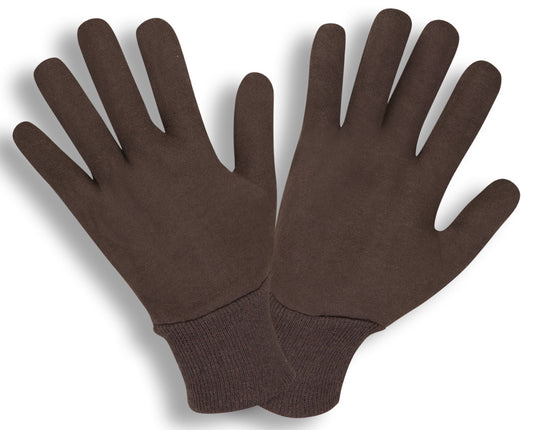 Brown 2-Piece Jersey Gloves, Knit Wrist, Ladies ( 3 Dozen)