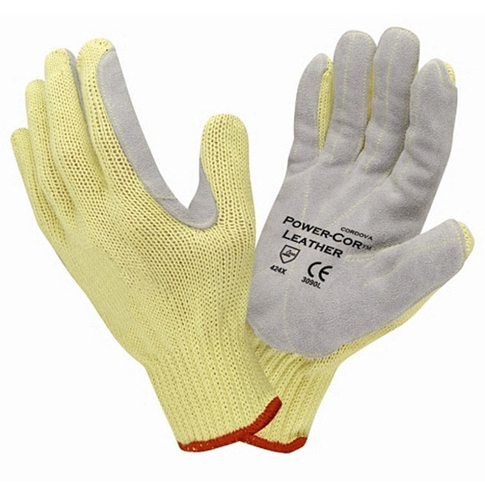 Cordova Power-Cor™ Kevlar® Gloves, 7-Gauge, Leather Palm, Cut Level 4 (Dozen)