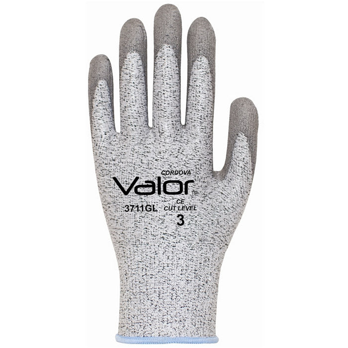 Cordova VALOR™ HPPE Gloves, Gray, 13-Gauge, Coated Palm, Cut Level 2 (Pair)