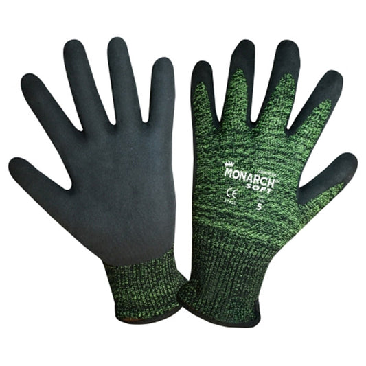 Cordova Monarch SOFT™ Black/Green TAEKI5® Gloves, 13-Gauge, Plyurethane Coating, Cut Level 4 (Pair)