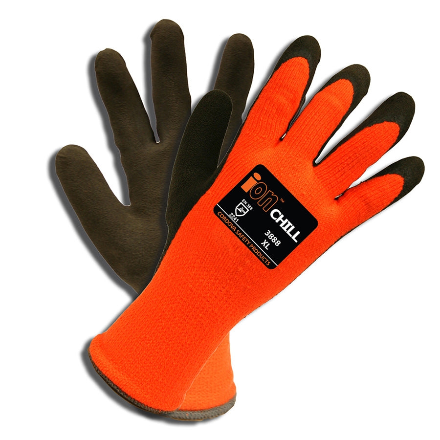 Cordova iON CHILL™ Latex Coated Gloves, 10-Gauge, HI-VIS Orange Shell, Latex Palm (Dozen)