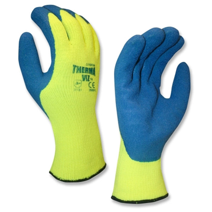 Cordova THERMA-VIZ™ Latex Coated Gloves, 10-Gauge, HI-VIS Green Shell, Latex Palm (Dozen)