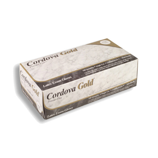 Cordova GOLD™ Exam Grade Latex Gloves, Powder Free, Textured (Case of 1,000)