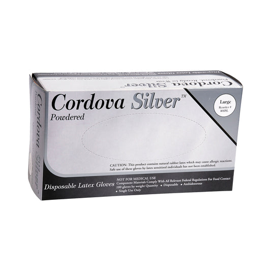 Cordova SILVER™ II Industrial Grade Latex Gloves, Powdered (Case of 1,000)