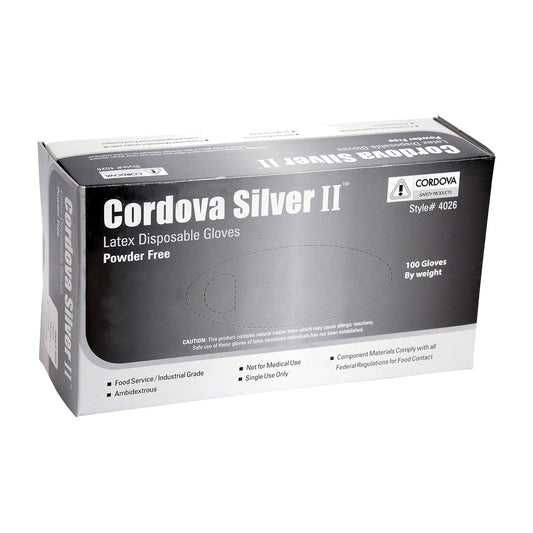 Cordova SILVER™ II Industrial Grade Latex Gloves, Powder Free, Textured (Case of 1,000)