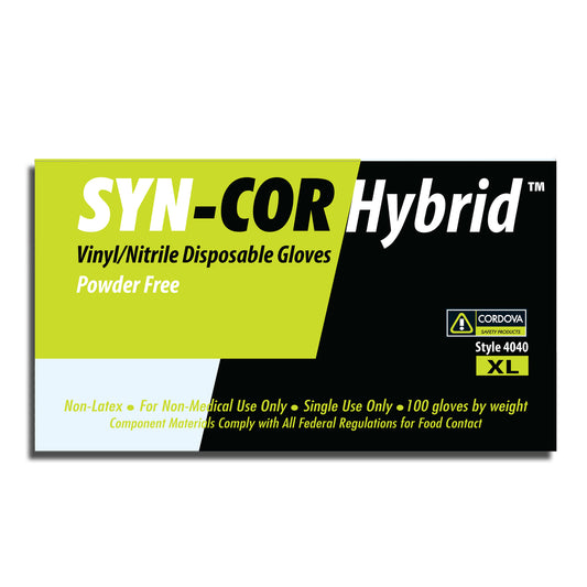 Cordova SYN-COR HYBRID™ Industrial Grade Vinyl Gloves, 5-MIL, Powder Free, Blue (Case of 1,000)