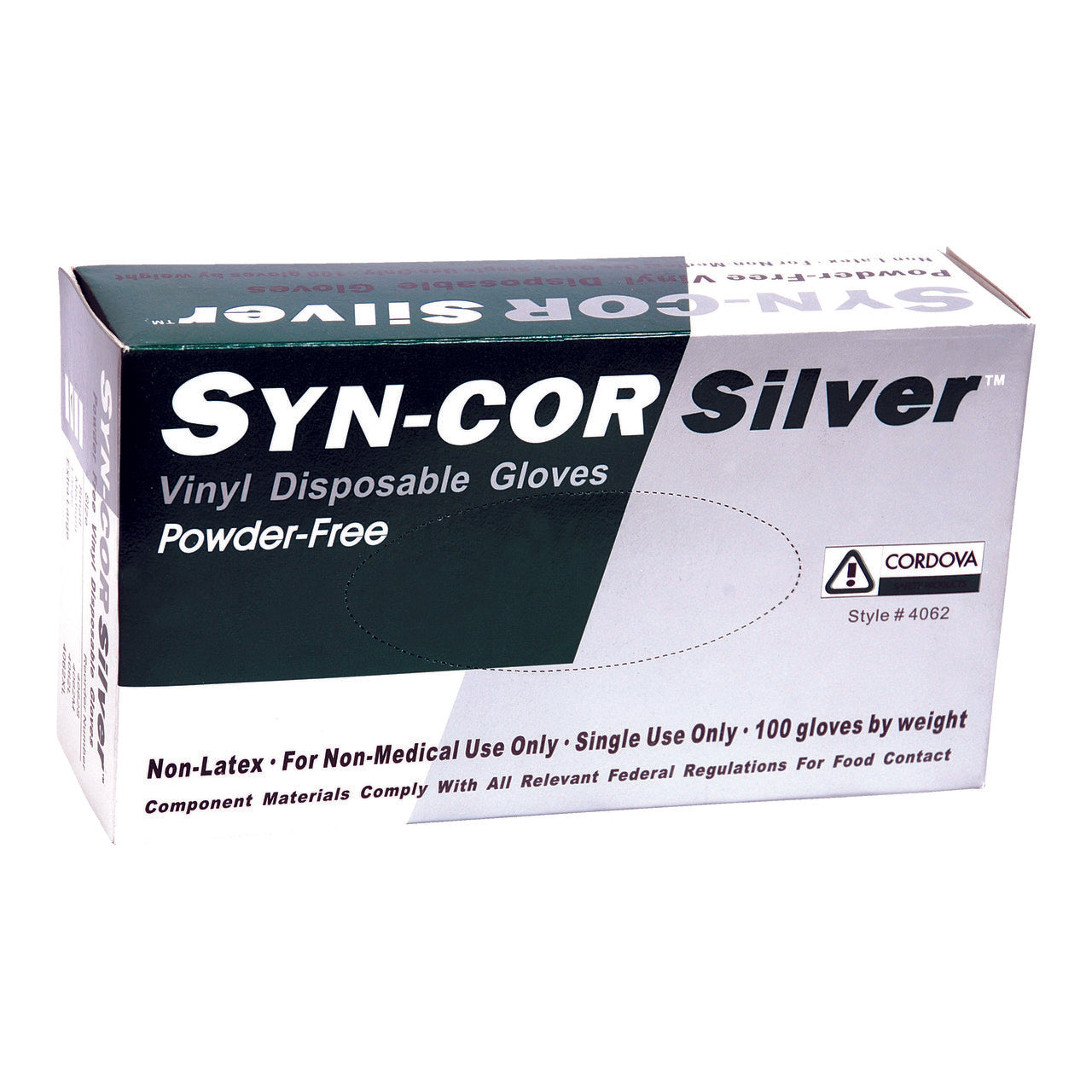 Cordova SYN-COR SILVER™ Industrial Grade Vinyl Gloves, 5-MIL, Powder Free (Case of 1,000)