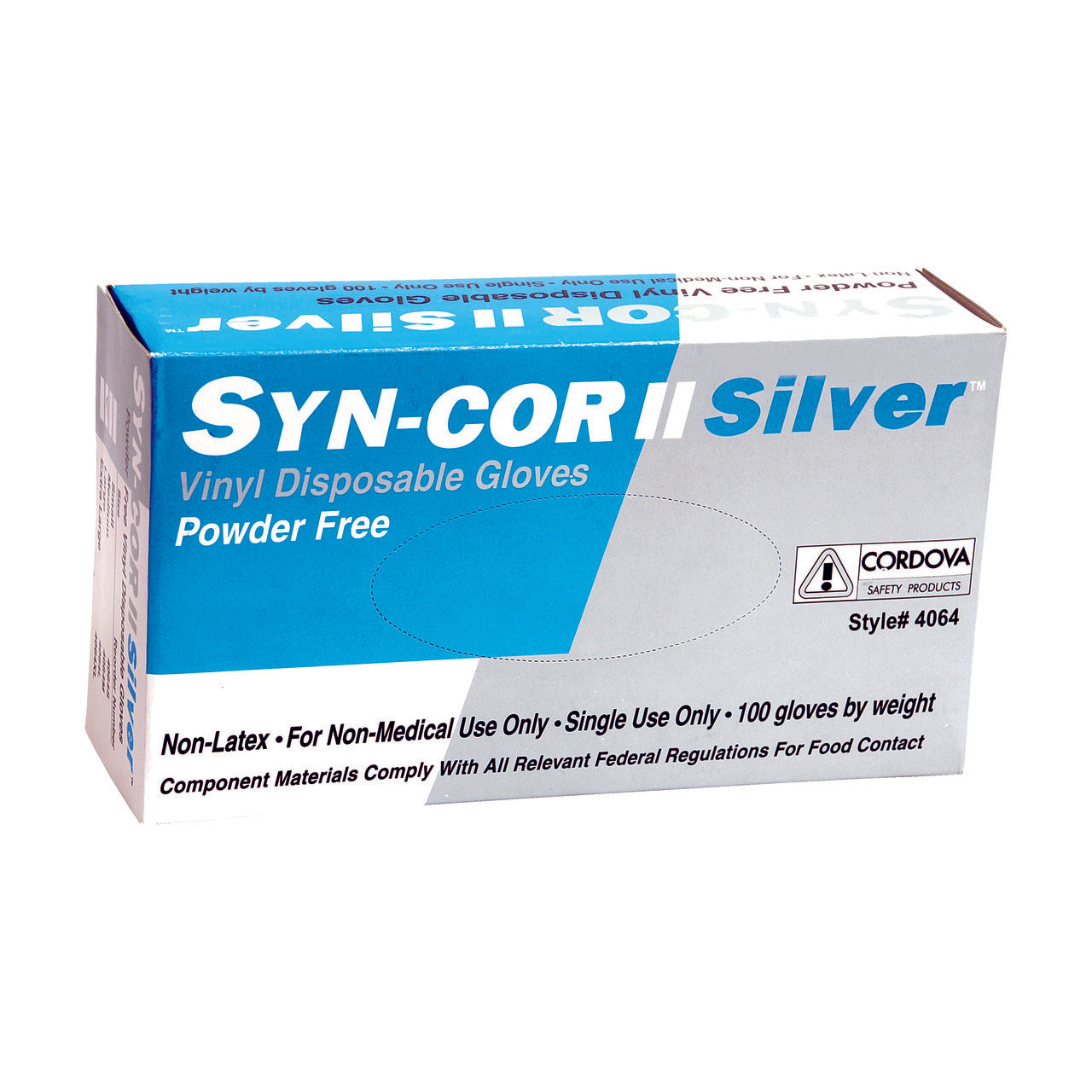 Cordova SYN-COR II SILVER™ Industrial Grade Vinyl Gloves, 5-MIL, Powder Free (Case of 1,000)