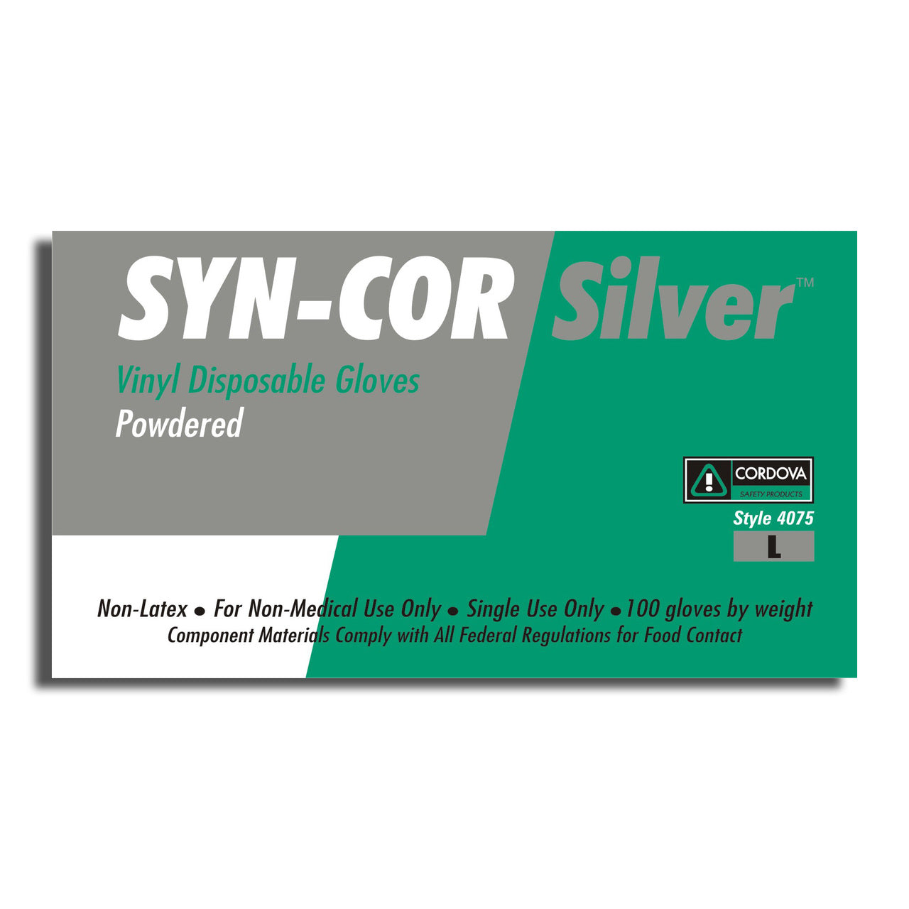 Cordova SYN-COR SILVER™ Industrial Grade Vinyl Gloves, 5-MIL, Powdered (Case of 1,000)