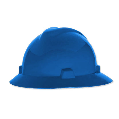 MSA V-Gard Full Brim Hard Hat, Fast-Trac Ratchet Suspension, Blue