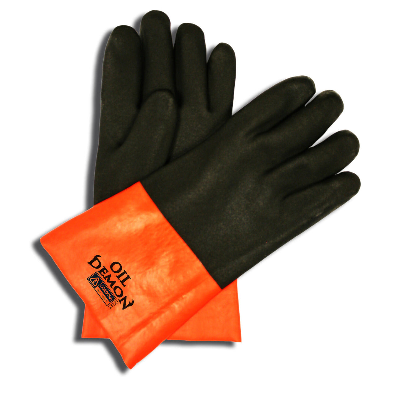 OIL DEMON PVC Coated Gloves, Sandy Finish, Jersey Lined, Safety Cuff, 12-INCH (6 Dozen)