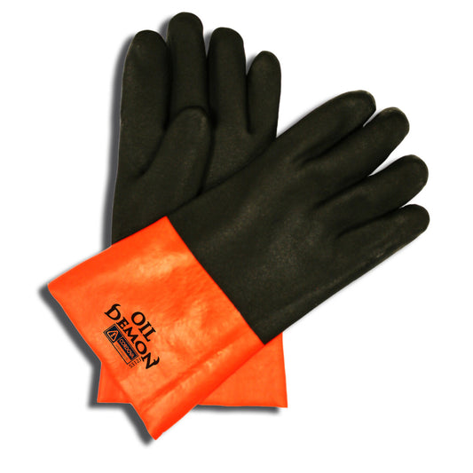 OIL DEMON PVC Coated Gloves, Sandy Finish, Jersey Lined, Safety Cuff, 12-INCH (6 Dozen)