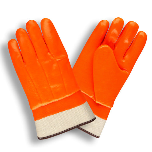 Hi-Vis Orange PVC Coated Gloves, Foam Insulated, Smooth Finish, Safety Cuff (Dozen)