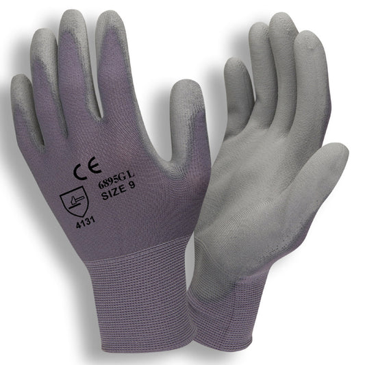 Standard Gray PU Coated Gloves, 13-Gauge, Nylon Shell, 144 Pair