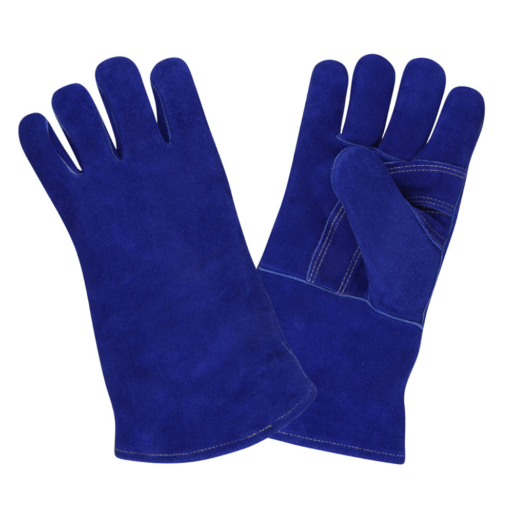 Cordova Premium Side Split Leather Welding Gloves, Reinforced Palm, Thumb Guard, Full Foam Sock Lining, Blue (Dozen)