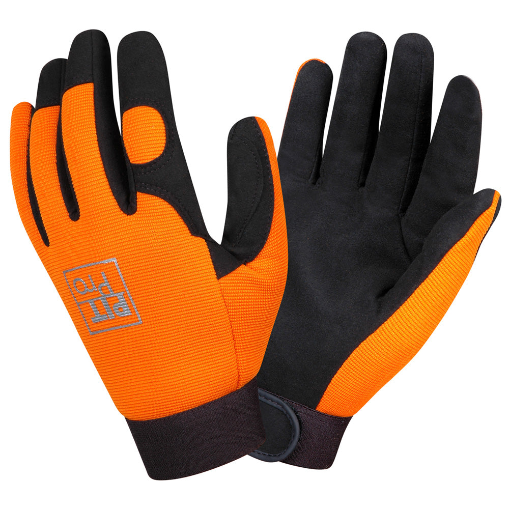 PIT PRO™ Leather Mechanics Gloves, Orange/Black