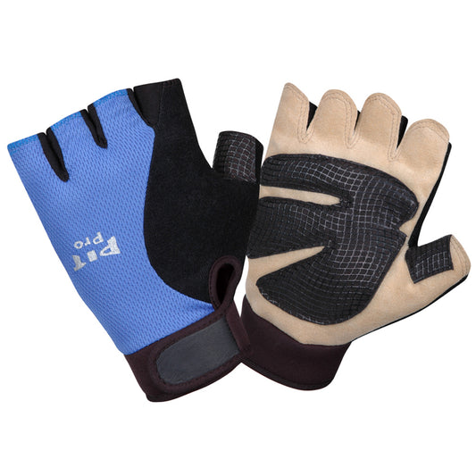 PIT PRO™ Half Fingered Mechanics Gloves, Black/Blue