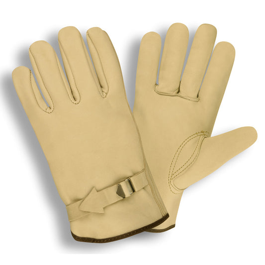 Cordova Standard Cowhide Leather Drivers Gloves, Unlined, Leather Pull Strap Back, Straight Thumb (Dozen)