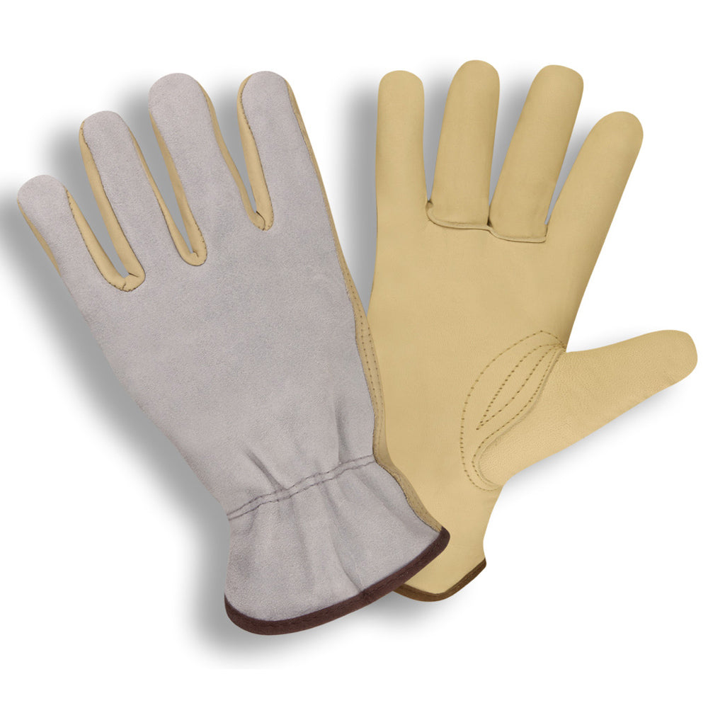 Cordova Select Cowhide Leather Drivers Gloves, Unlined, Gray Split Cowhide Back, Keystone Thumb (Dozen)