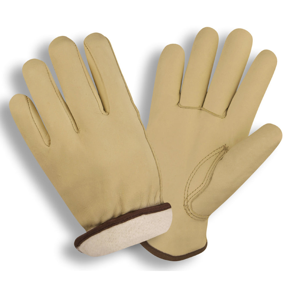 Cordova Standard Cowhide Leather Drivers Gloves, Thermal Lined, Elastic Back, Keystone Thumb (Dozen)