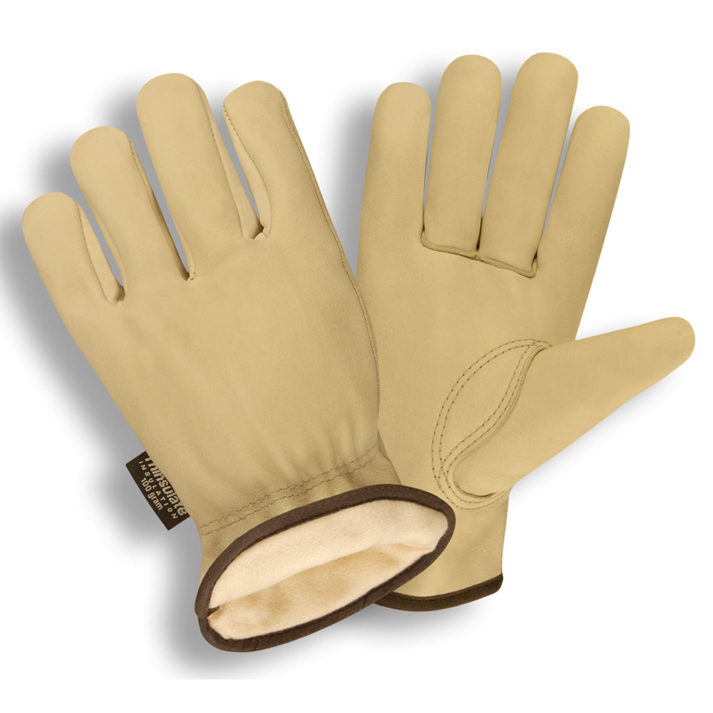 Cordova Premium Cowhide Leather Drivers Gloves, Thinsulate® Lined, Elastic Back, Keystone Thumb (Dozen)