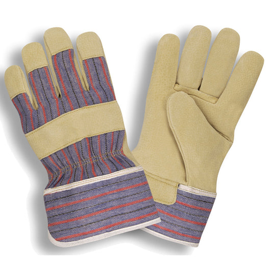 Cordova Grain Pigskin Leather Gloves, Canvas Back, Gunn Cut, Starched Safety Cuff (Dozen)