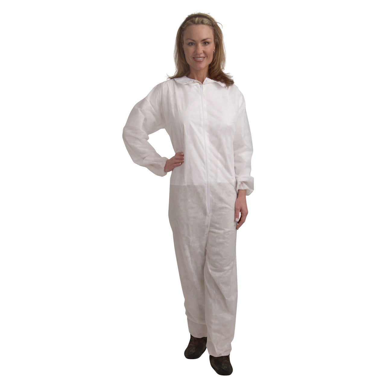 Cordova Standard Weight White Polypropylene Coverall, Elastic Wrists & Ankles