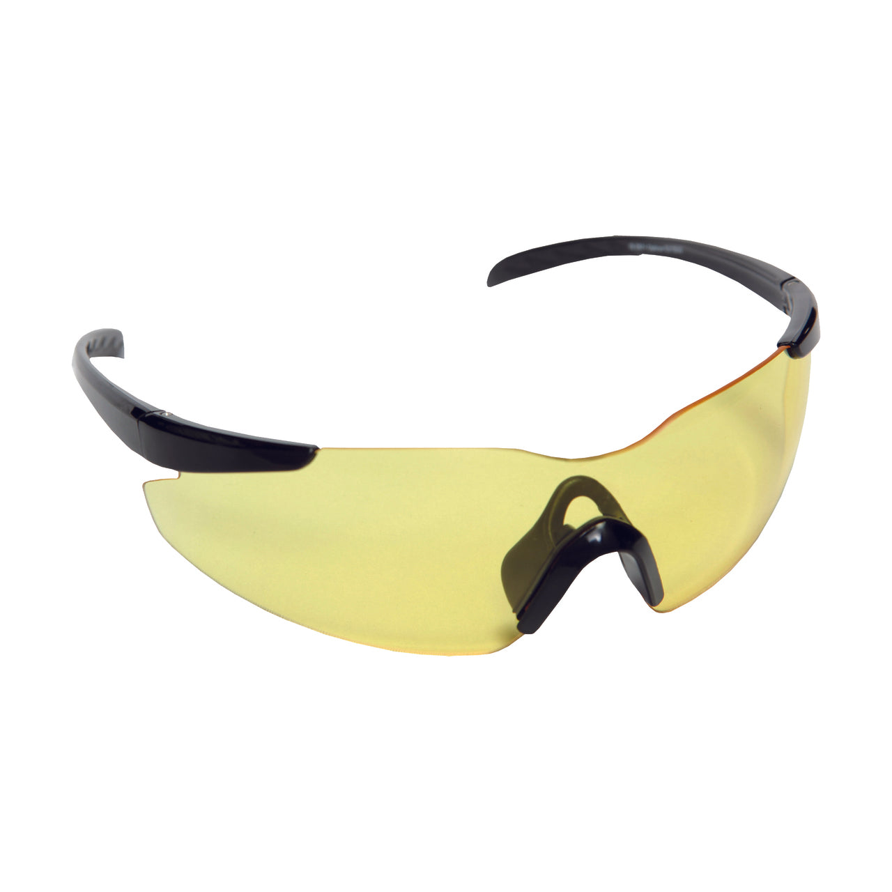 OPTICOR™ Safety Glasses, Black Frame with Amber Lens, TPR Nose Piece & Temples