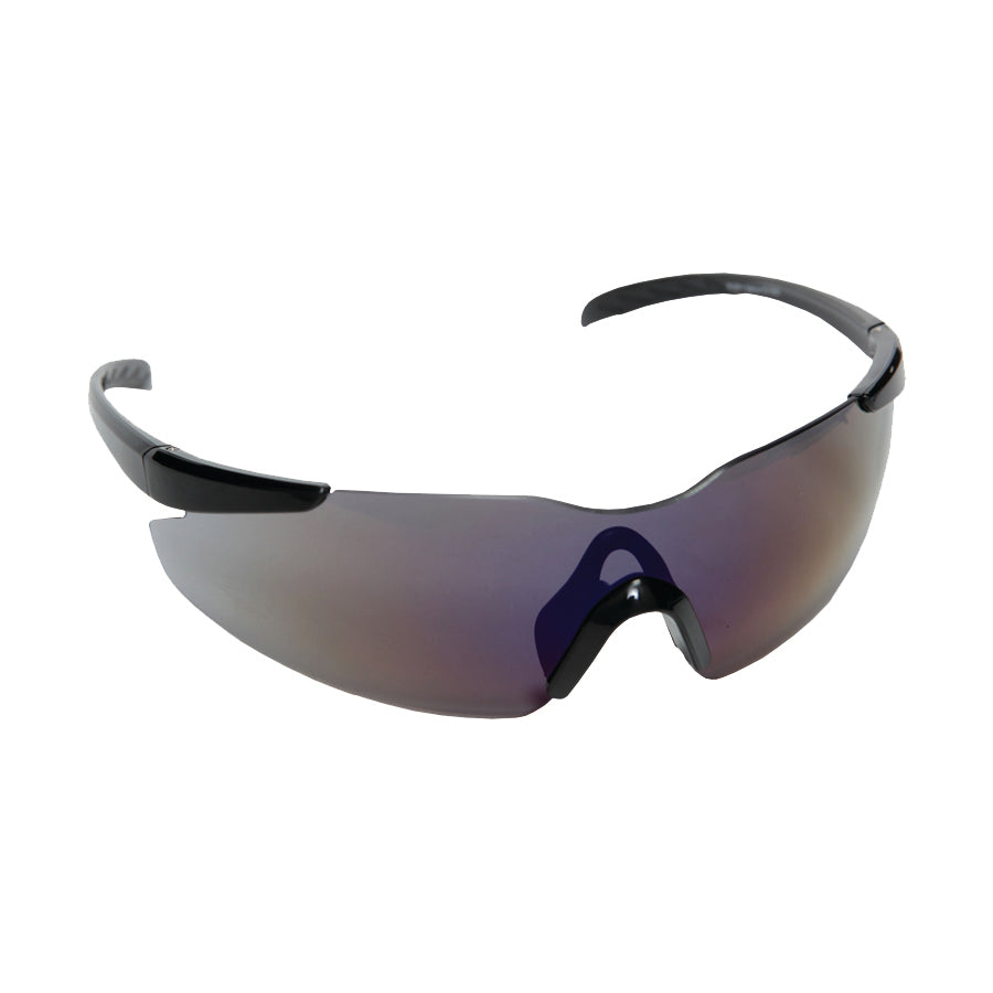 OPTICOR™ Safety Glasses, Black Frame with Blue Mirror Lens, TPR Nose Piece & Temples