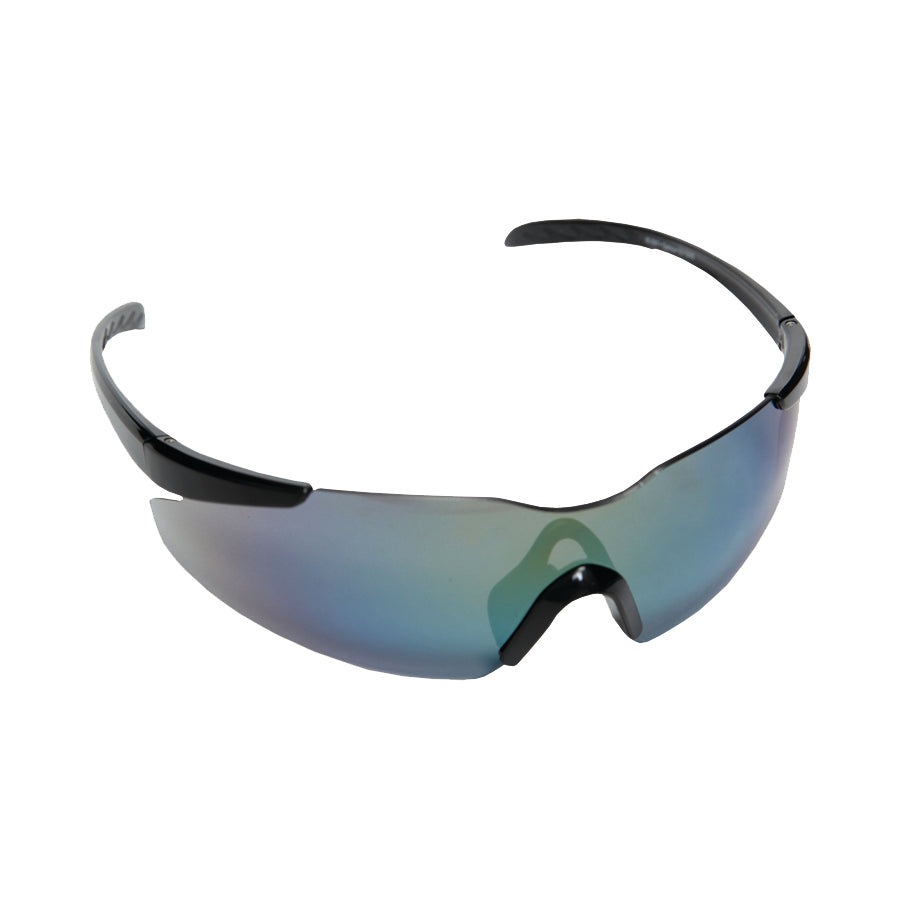 OPTICOR™ Safety Glasses, Black Frame with Orange Mirror Lens, TPR Nose Piece & Temples