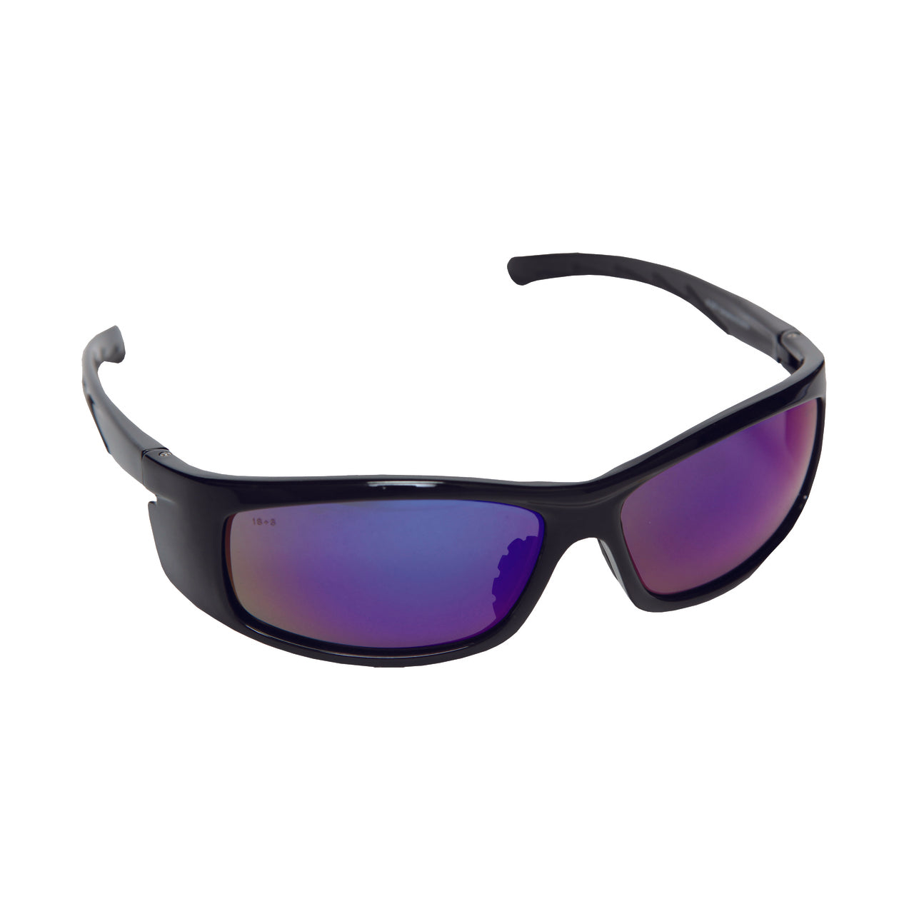 VENDETTA™ Safety Glasses, Black Frame with Blue Lens, Side Shields