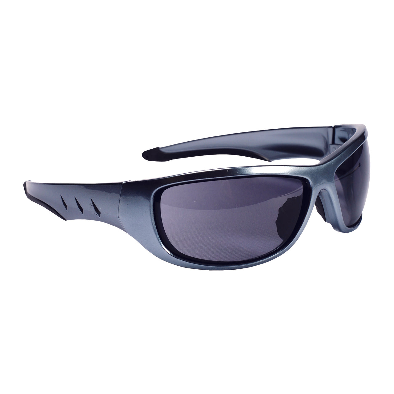 AGGRESSOR™ Safety Glasses, Silver Frame with Gray Lens, TPR Nose & Temples