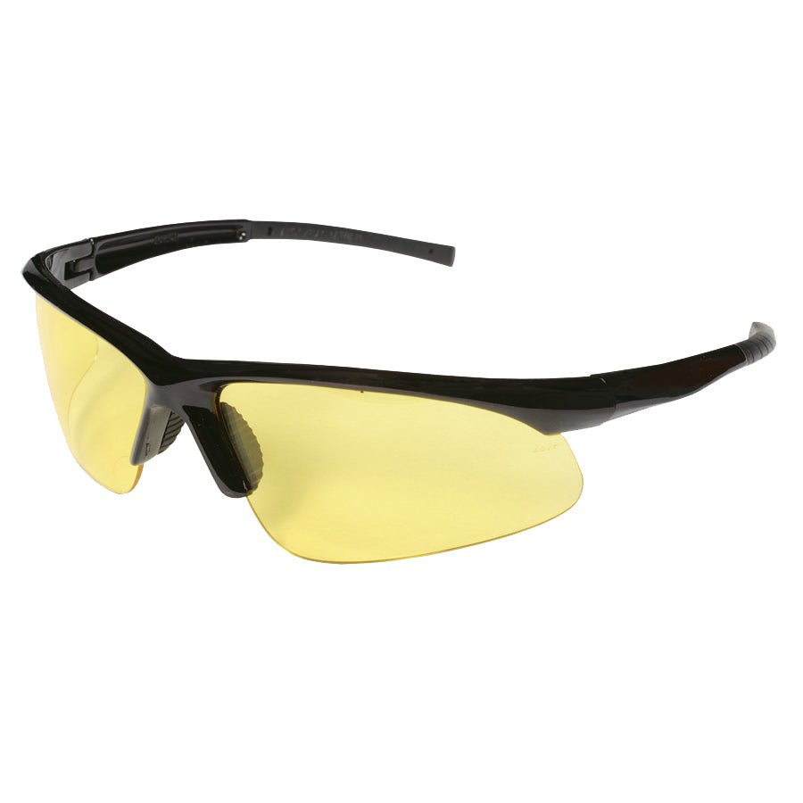 CATALYST™ Safety Glasses, Black Gloss Frame with Amber Lens, Bayonet Temples