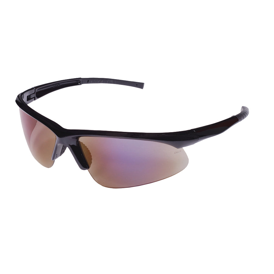 CATALYST™ Safety Glasses, Black Gloss Frame with Blue Mirror Lens, Bayonet Temples