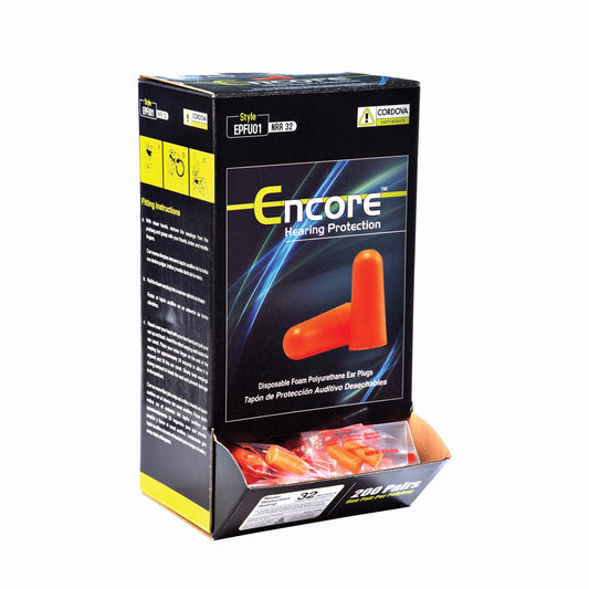 Cordova ENCORE™ Foam PU Ear Plugs, Uncorded, NRR 32 DB (Box of 200)