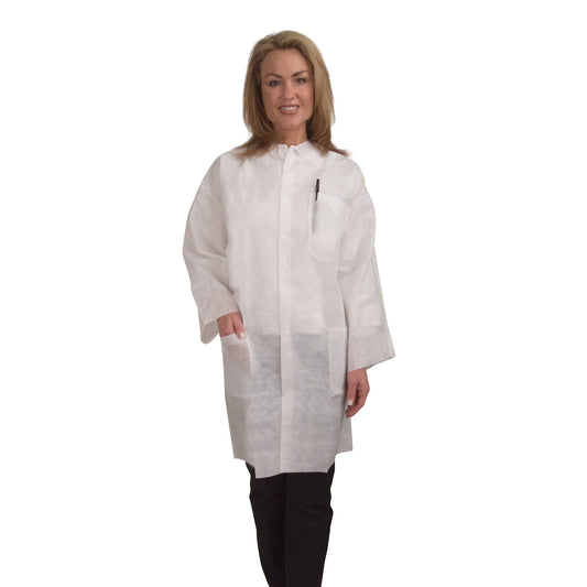 Cordova Heavy Weight White Polypropylene Labcoat, Elastic Cuffs