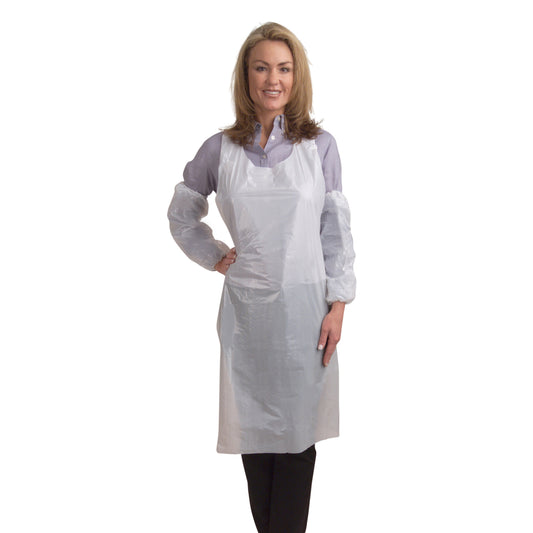 White Polyethylene Disposable Apron, 2 MIL, 28" X 46" (Case of 500)