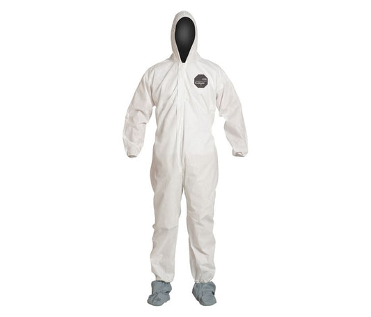 ProShield Basic Coveralls, Attached Hood and Boots, Elastic Wrists, White