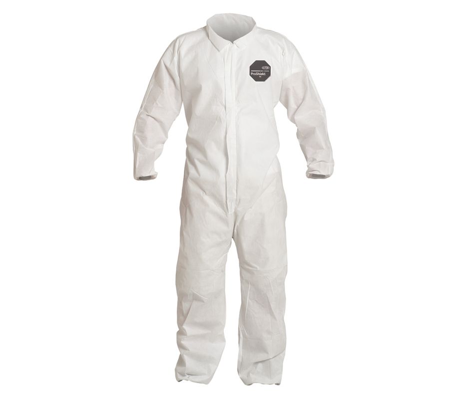 ProShield Basic Coveralls, Collar, Elastic Wrists and Ankles, White