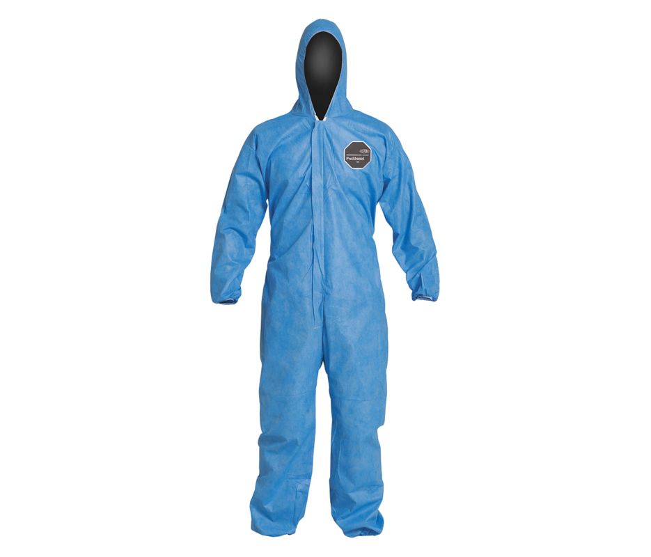 ProShield Basic Coveralls, Attached Hood, Elastic Wrists and Ankles, Blue